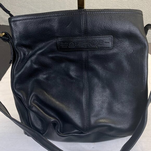 Vtg Fossil Black Genuine Leather Shoulder Bag 75082 Fossil 1954 - Picture 2 of 12